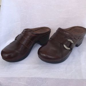 Dansko mules Size 38 Brown Color leather2”heels